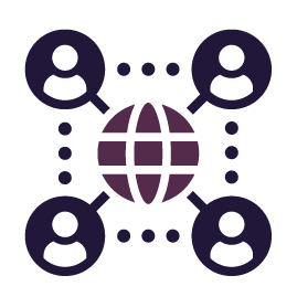 People connected around a globe, symbolizing global networking or collaboration. People connected around a globe, symbolizing global networking or collaboration.