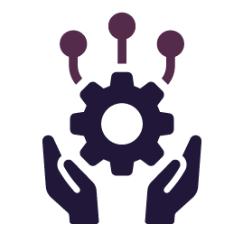 A pair of hands holding a gear with keys coming out of it.