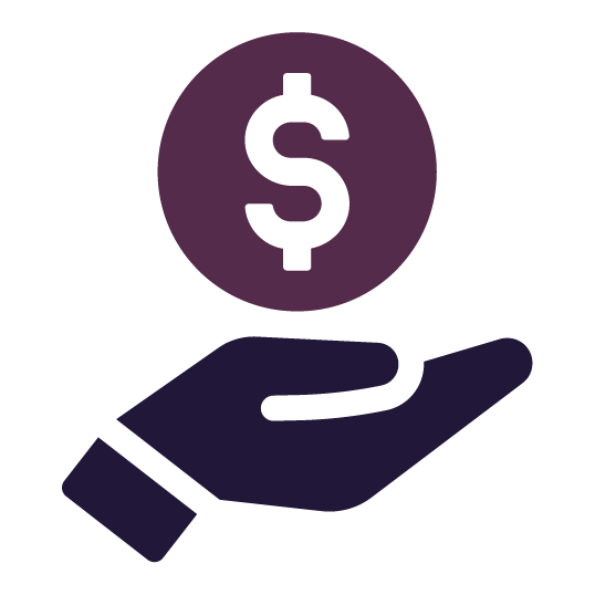 Hand with dollar sign, representing money/donation.