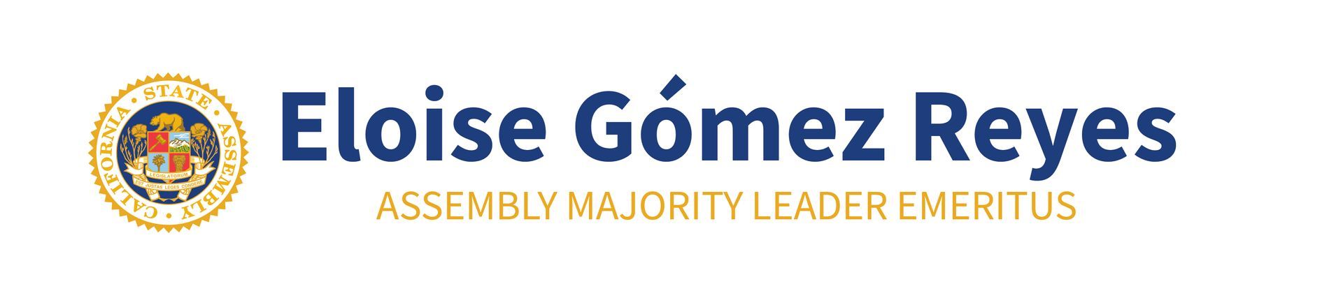 A logo for eloise gomez reyes assembly majority leader emeritus
