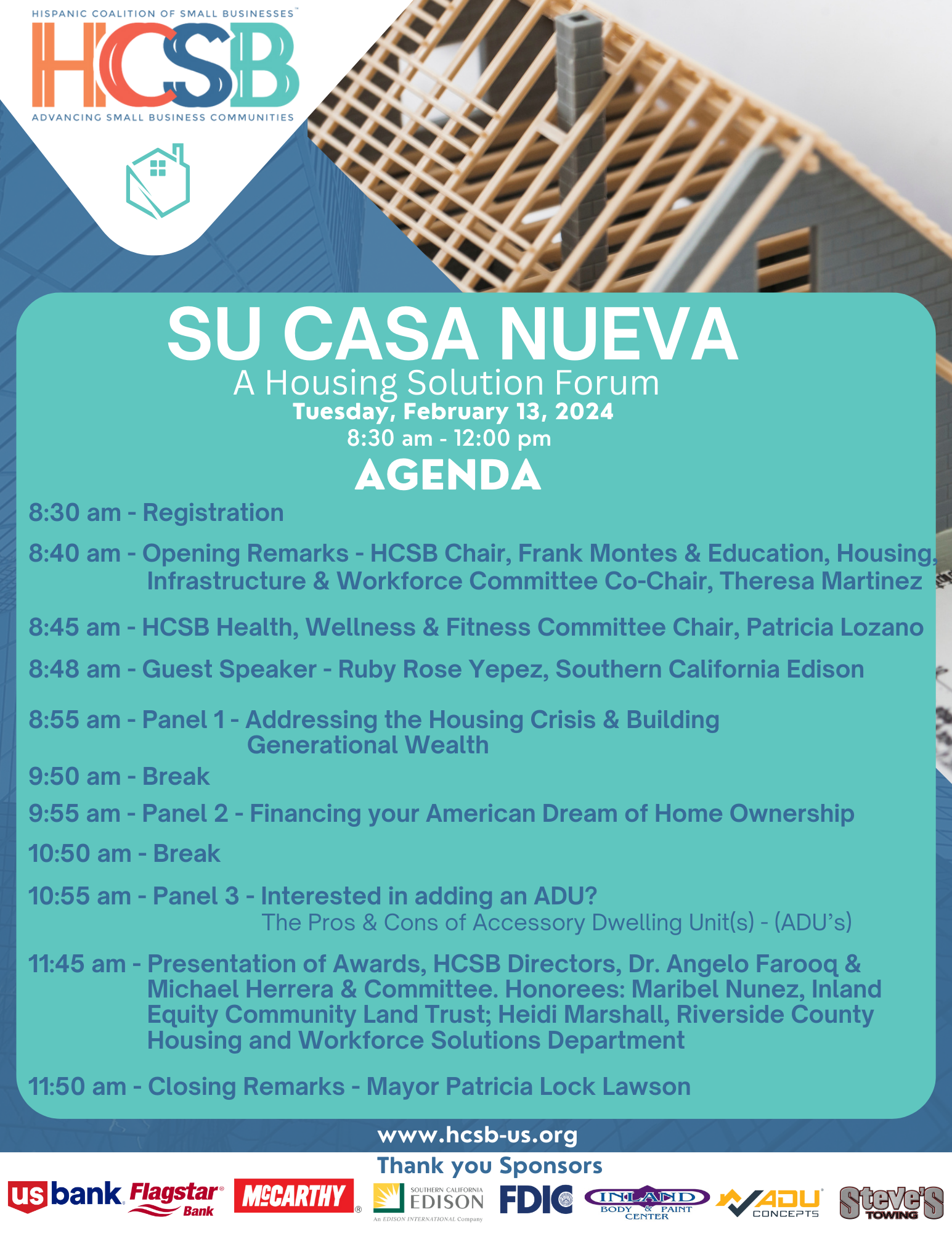 A poster for su casa nueva a housing solution forum