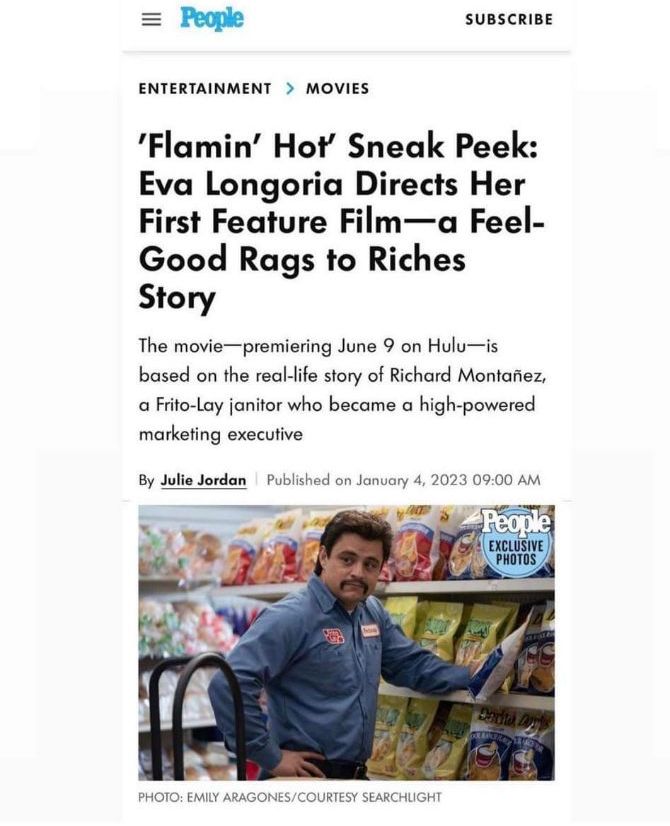 A news article about eva longoria directing her first feature film