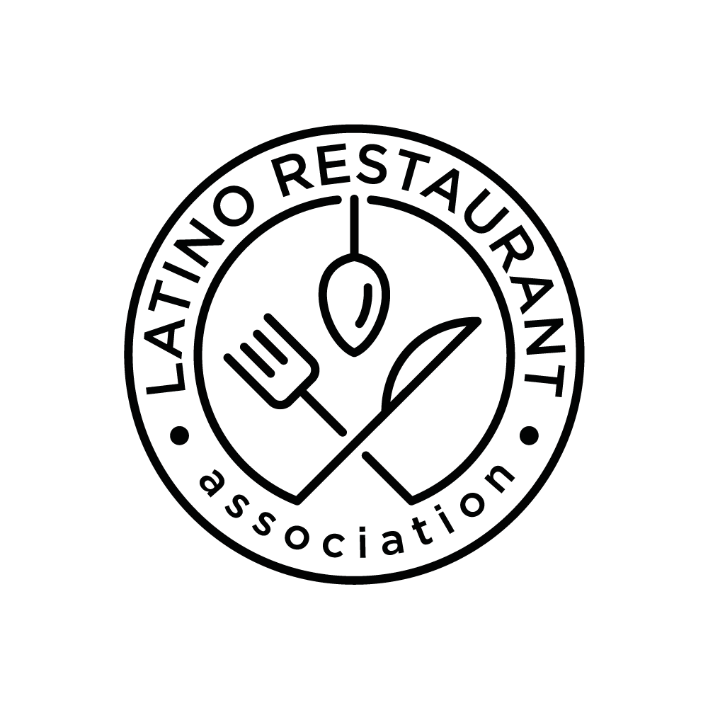 A black and white logo for a latino restaurant association.