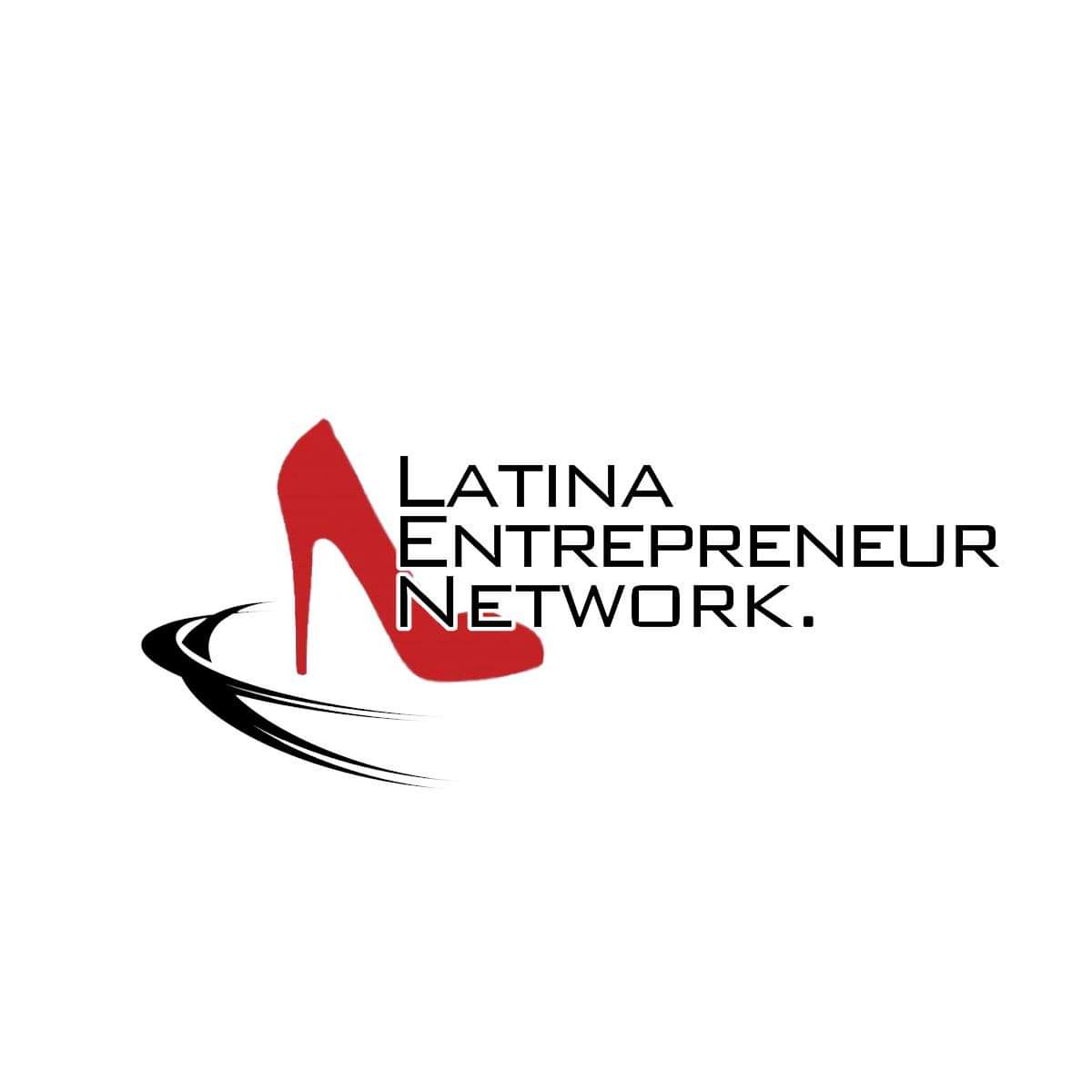 A logo for the latina entrepreneur network with a red high heel