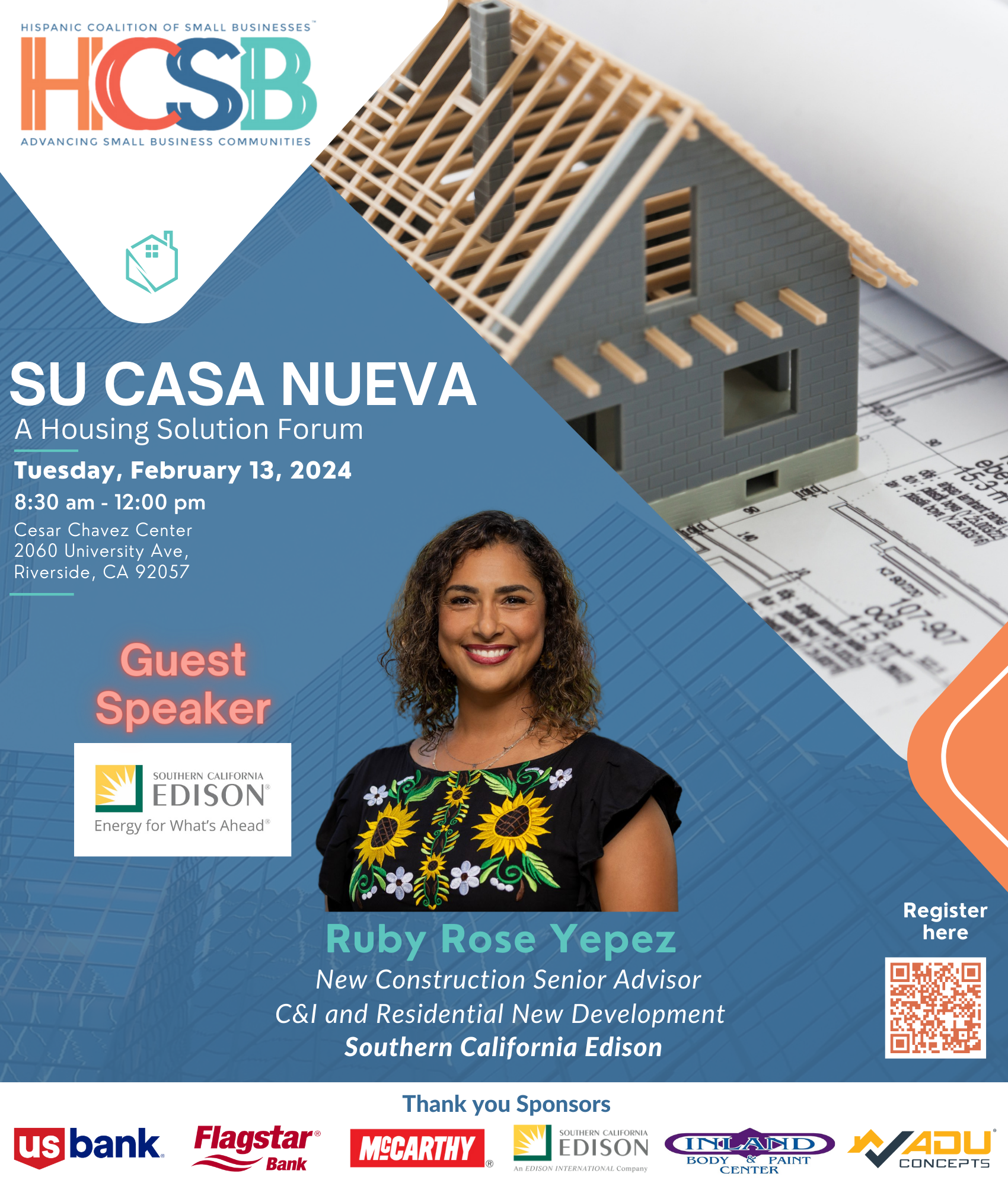A poster for a housing solution forum featuring ruby rose yepez