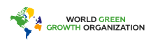 The logo for the world green growth organization shows a map of the world.