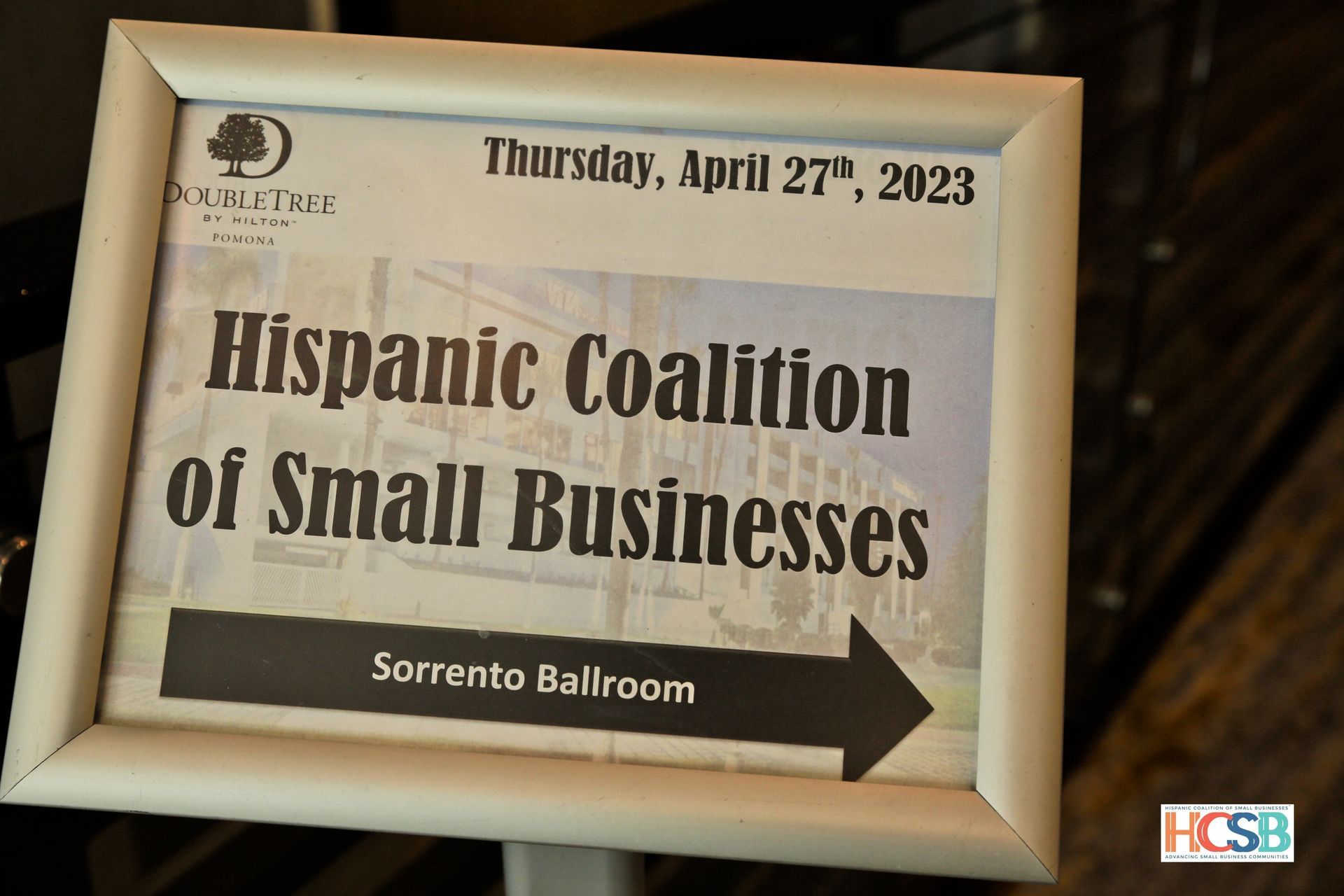A sign for the hispanic coalition of small businesses