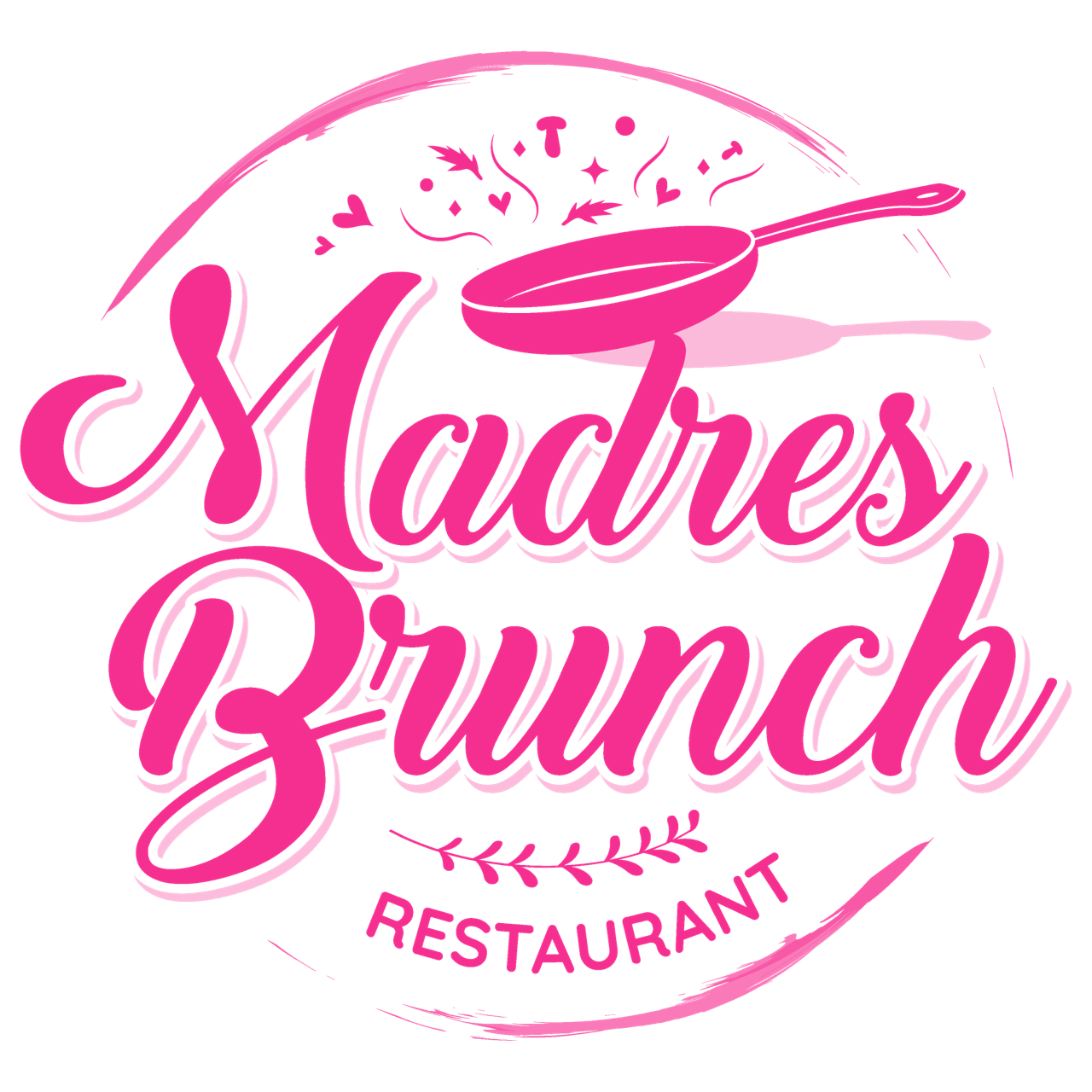A pink logo for madres brunch restaurant