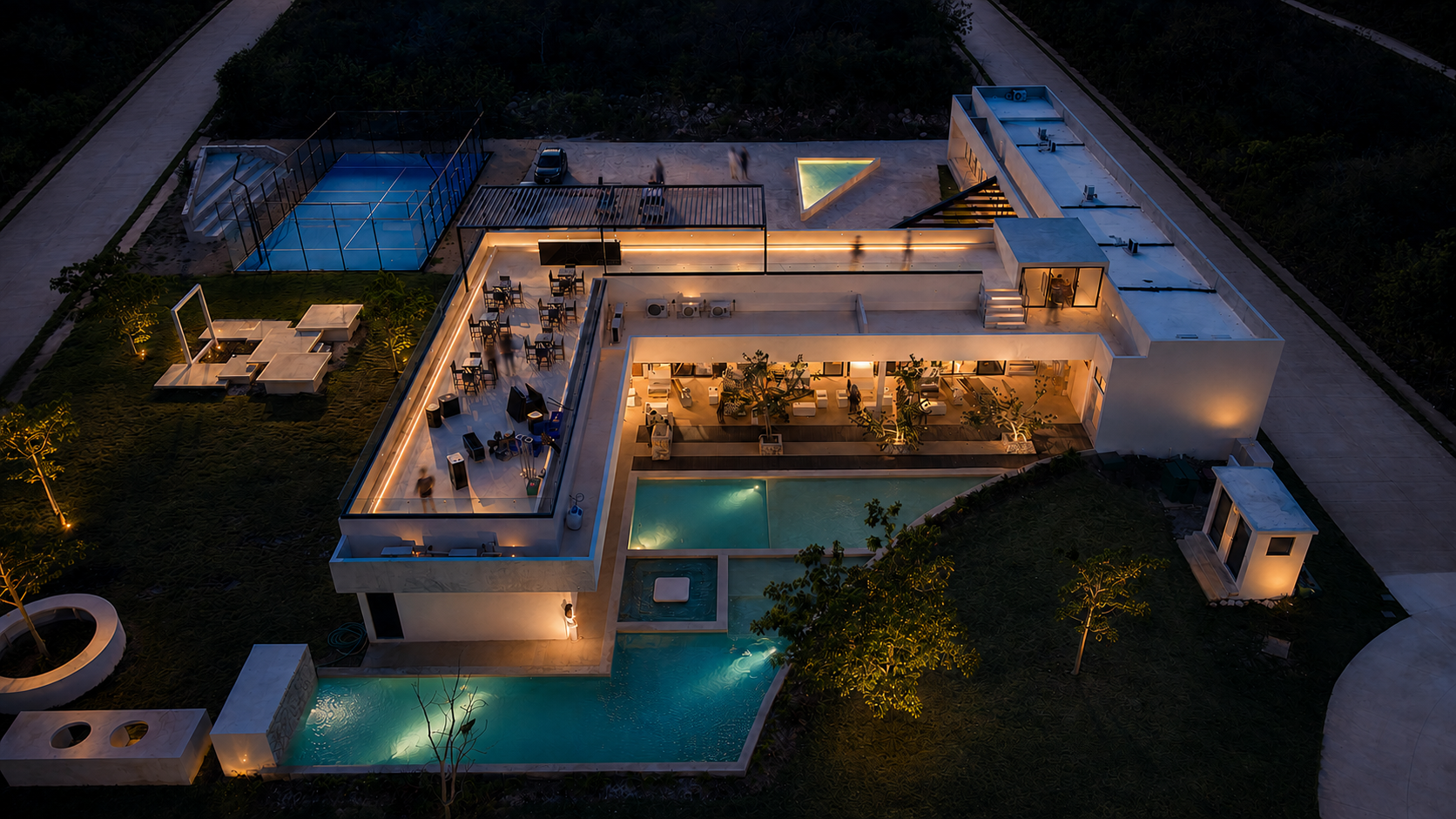 Vista aérea de la casa club
