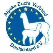 Das Logo des Alpaka Zucht Verband Deutschland e.V. zeigt zwei Alpakas in einem Kreis mit Sternen.