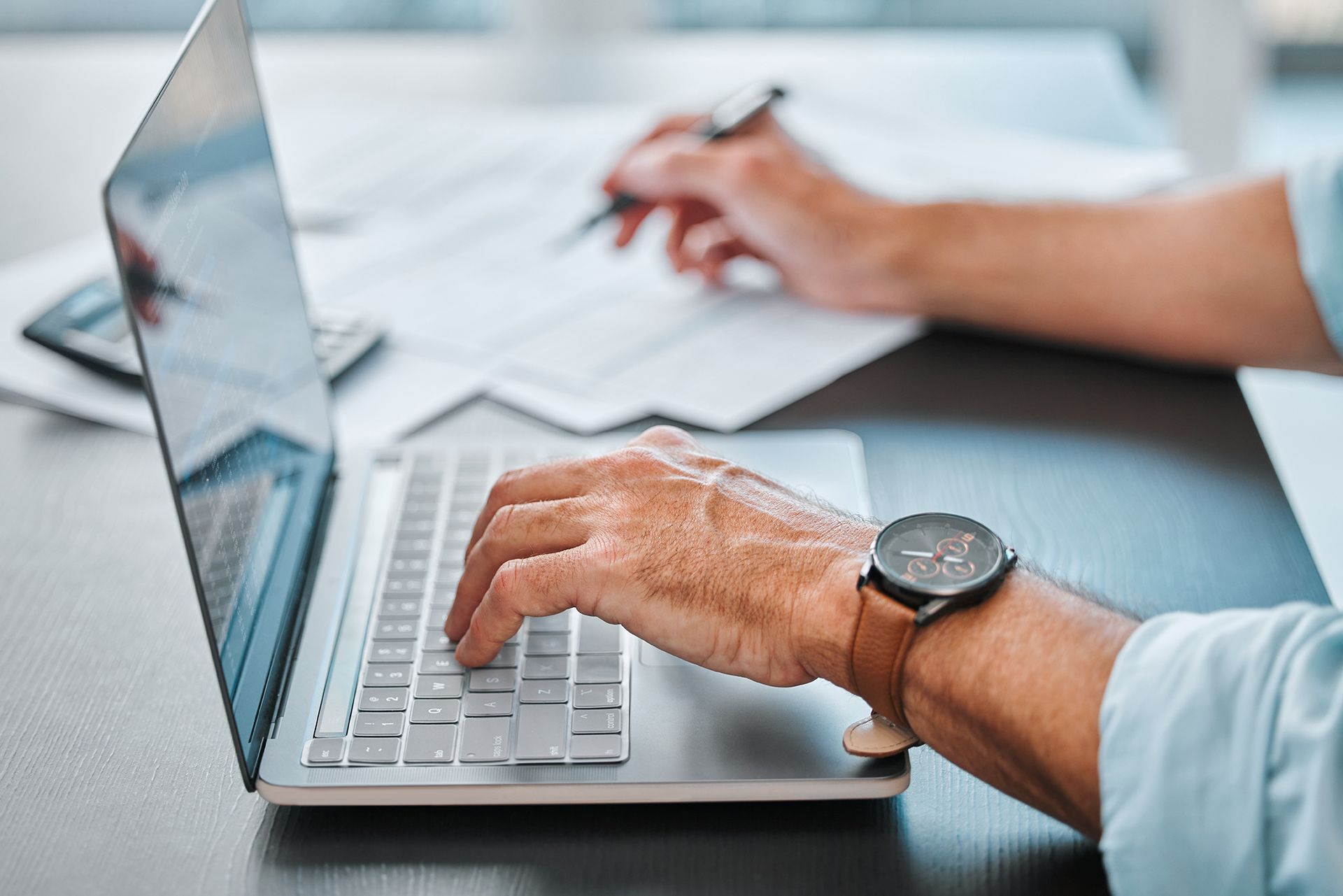 Accountant Using a Laptop