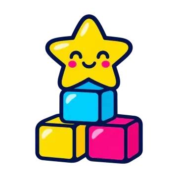 Smiling star on colorful blocks representing learning and play