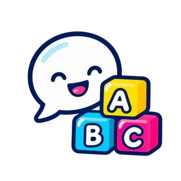 Speech bubble and alphabet blocks representing pediatric therapy