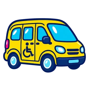 Yellow accessible van representing transportation services