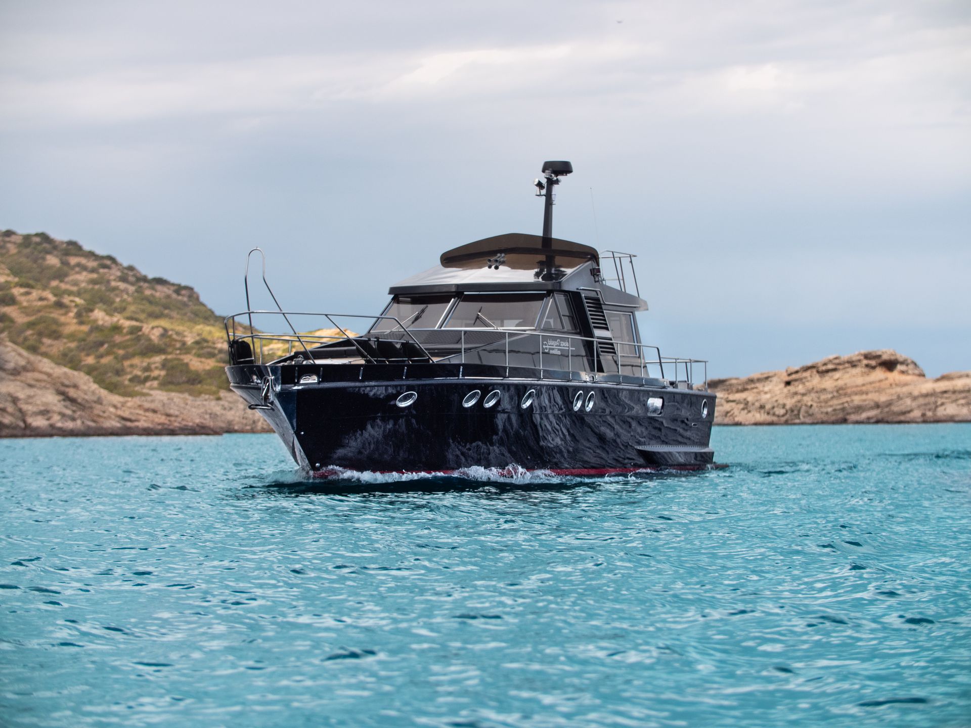 Private luxury yacht charter anchored in Argosaronic Gulf