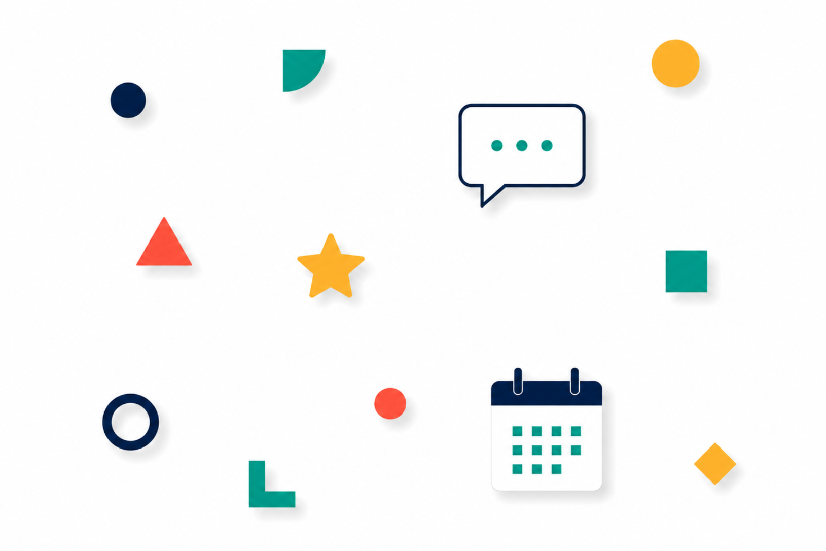 Scattered, disconnected icons for social media, reviews, and scheduling, representing uncoordinated marketing efforts.