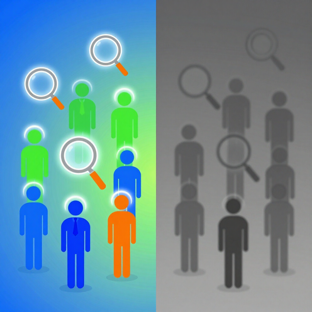 Small business website being scanned by AI search tools, with map pins, review stars, and directory 