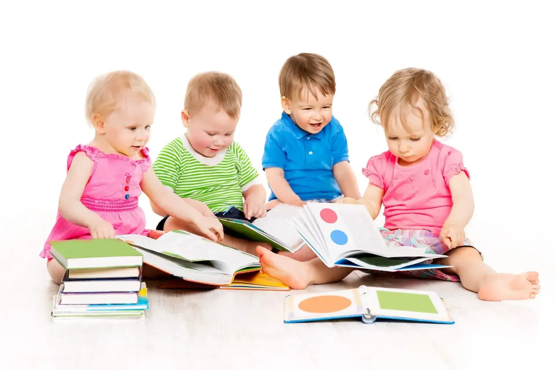 Babies reading books