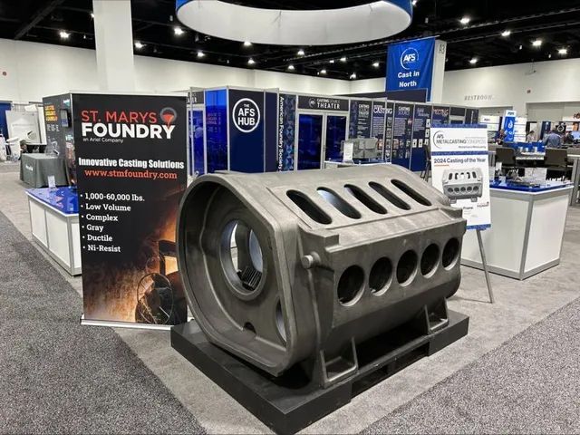 St. Marys Foundry booth with a large metal piece displayed at a trade show