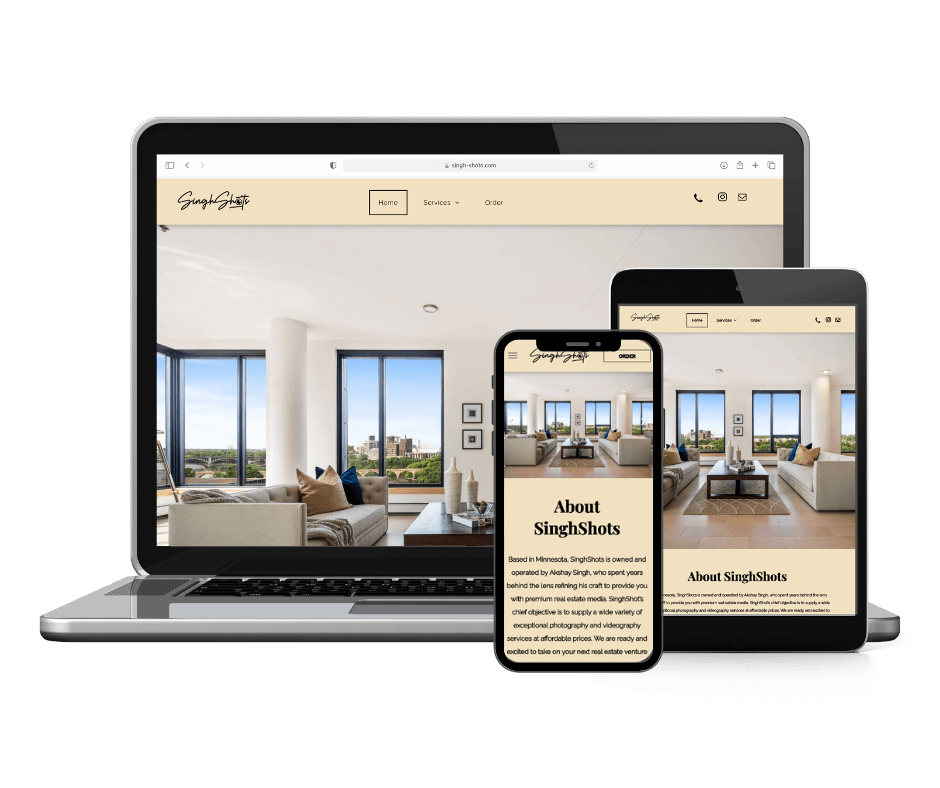 a laptop , cell phone , and tablet are displaying a website .