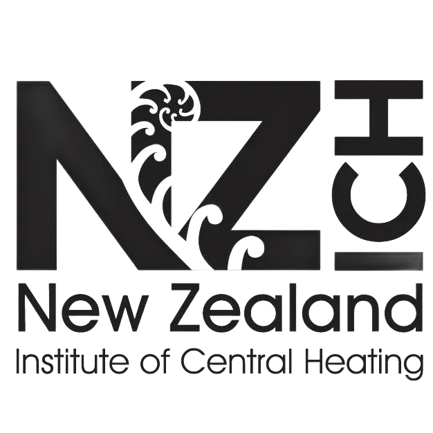 Logo for New Zealand Institute of Central Heating. Black letters 