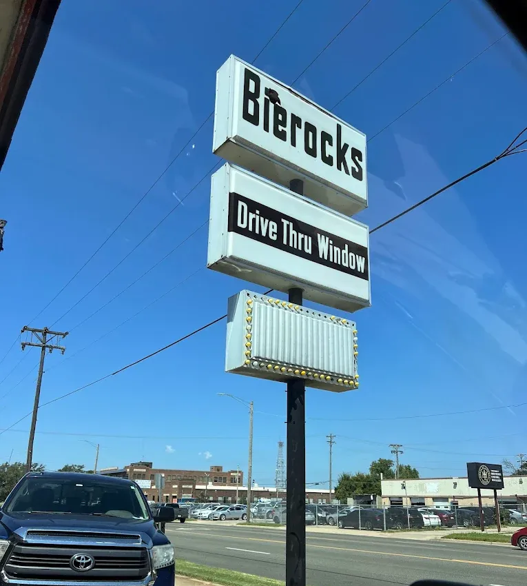 Sign for Bierocks Drive Thru, with the words 