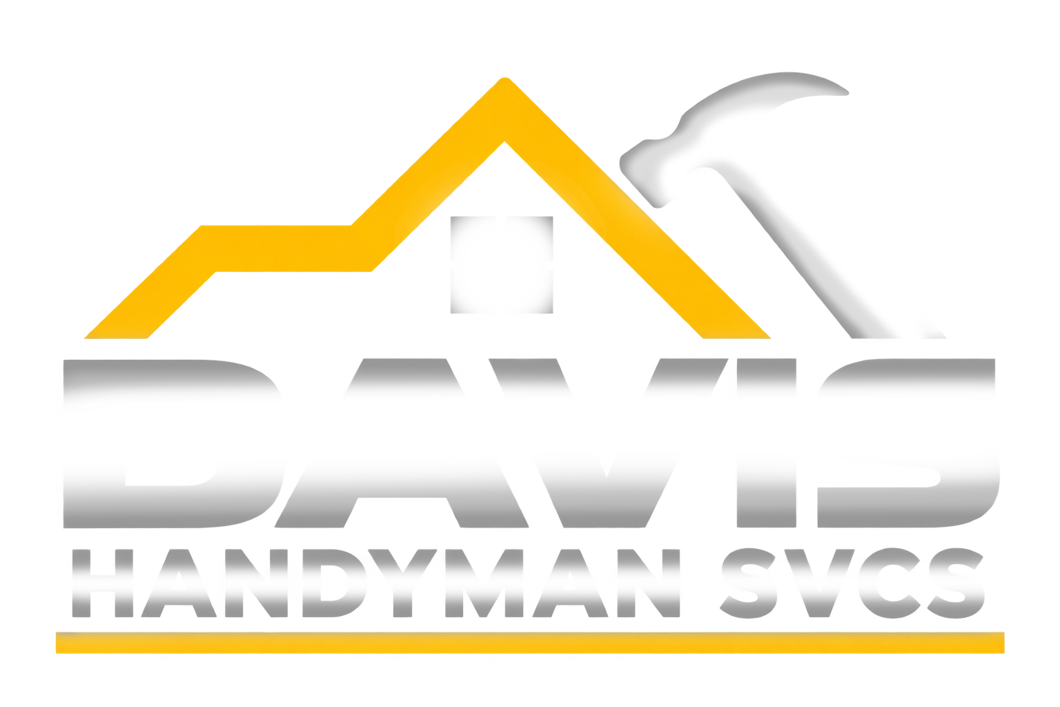DAVIS Handyman Svcs logo with yellow roof, gray house tools, and silver text