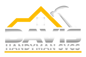 DAVIS Handyman Svcs logo with yellow roof, gray house tools, and silver text