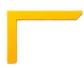 Yellow right-angle corner bracket icon with a beveled end
