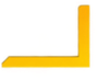 Yellow L-shaped corner graphic on a white background