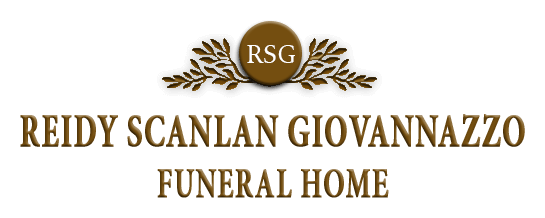 Reidy Scanlan Giovannazzo Funeral Home logo with gold emblem and brown text on white background