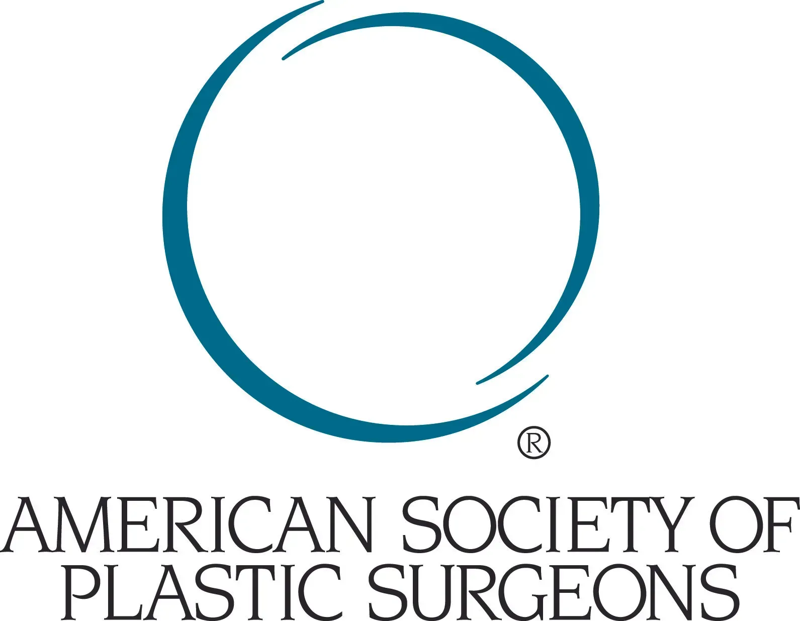 American Society of Plastic Surgeons logo with teal circular emblem and black text