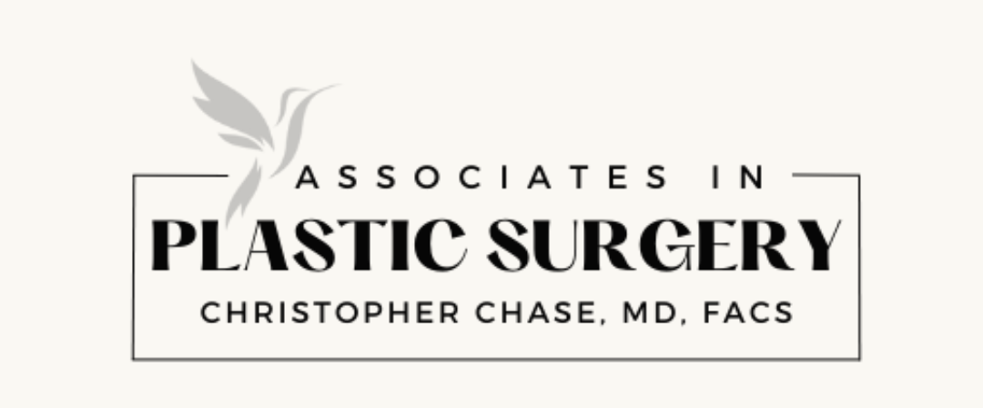 Logo for Associates in Plastic Surgery by Christopher Chase, MD, FACS, with a hummingbird graphic.