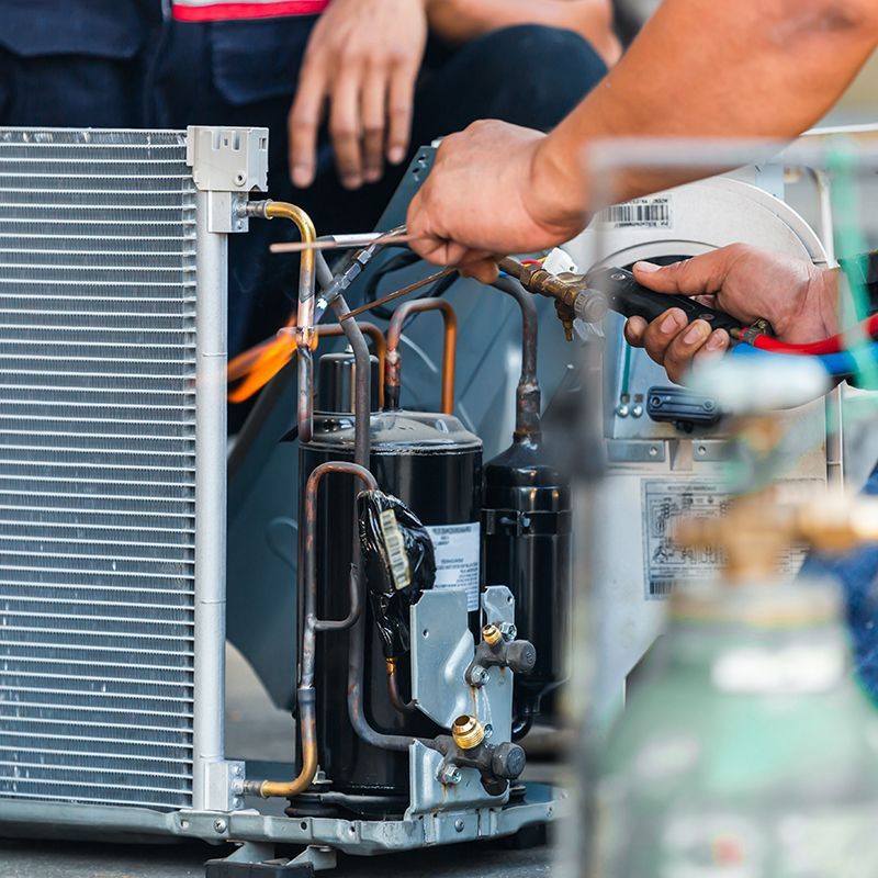 Oxy-Fuel Welding On Air Conditioner