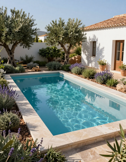 Piscina finita in un giardino a Olbia