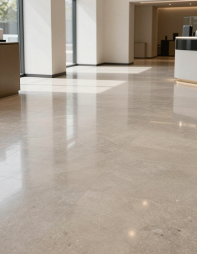 Pavimento in resina in showroom professionale