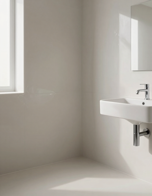 Bagno ristrutturato con rivestimento in resina