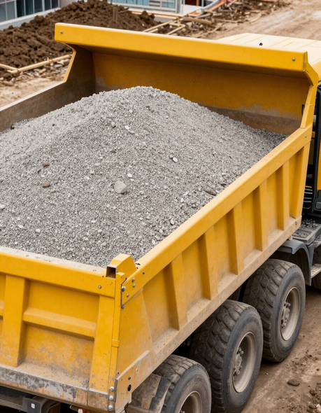 Autocarro per materiali inerti in uscita da un cantiere