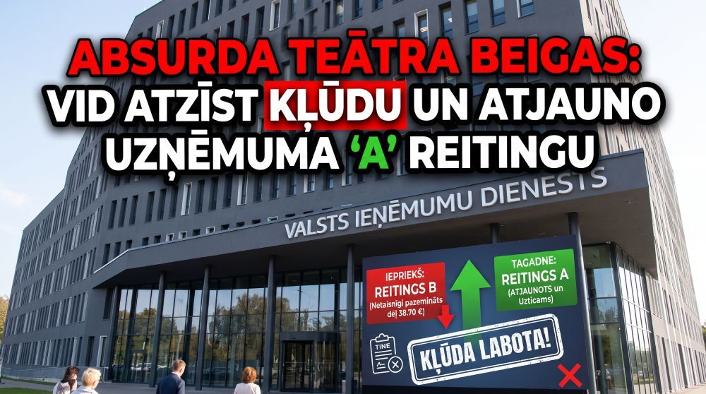 Absurda teātra beigas: VID atzīst kļūdu un atjauno uzņēmuma