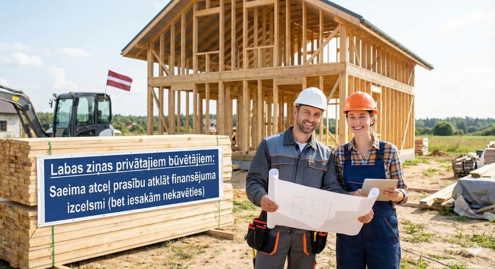 Labas ziņas privātajiem būvētājiem: Saeima atceļ prasību atklāt finansējuma izcelsmi (bet iesakām nekavēties)