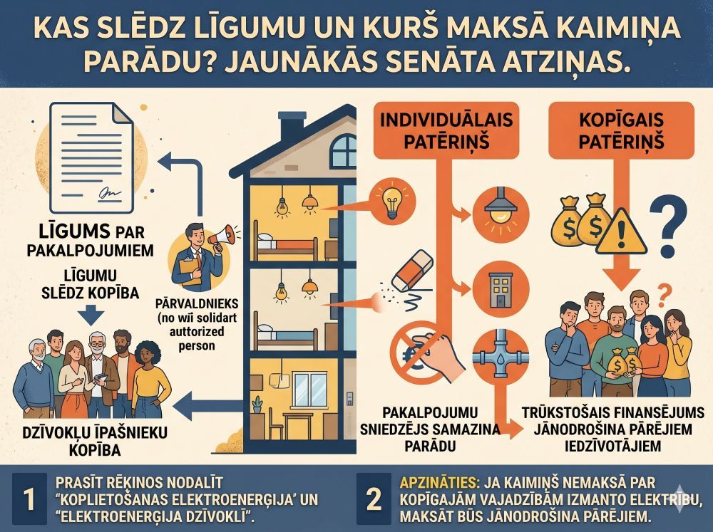 Kas slēdz līgumu un kurš maksā kaimiņa parādu