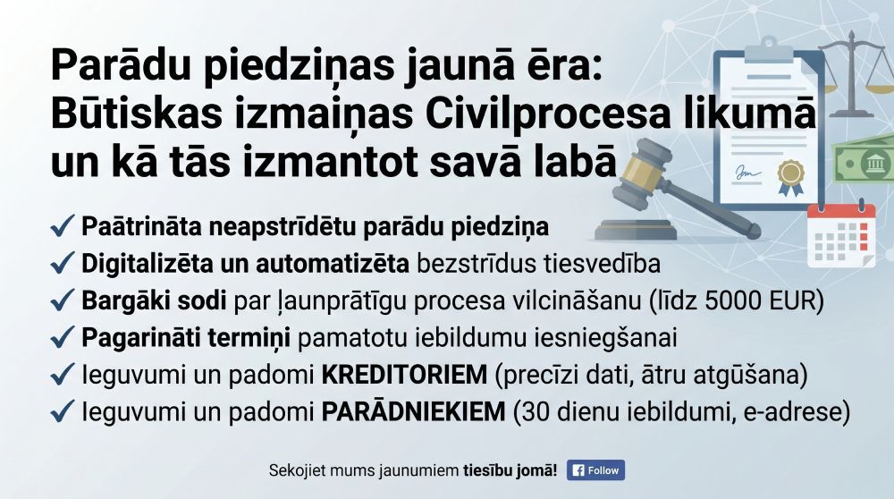 Parādu piedziņas jaunā ēra: Būtiskas izmaiņas Civilprocesa likumā un kā tās izmantot savā labā