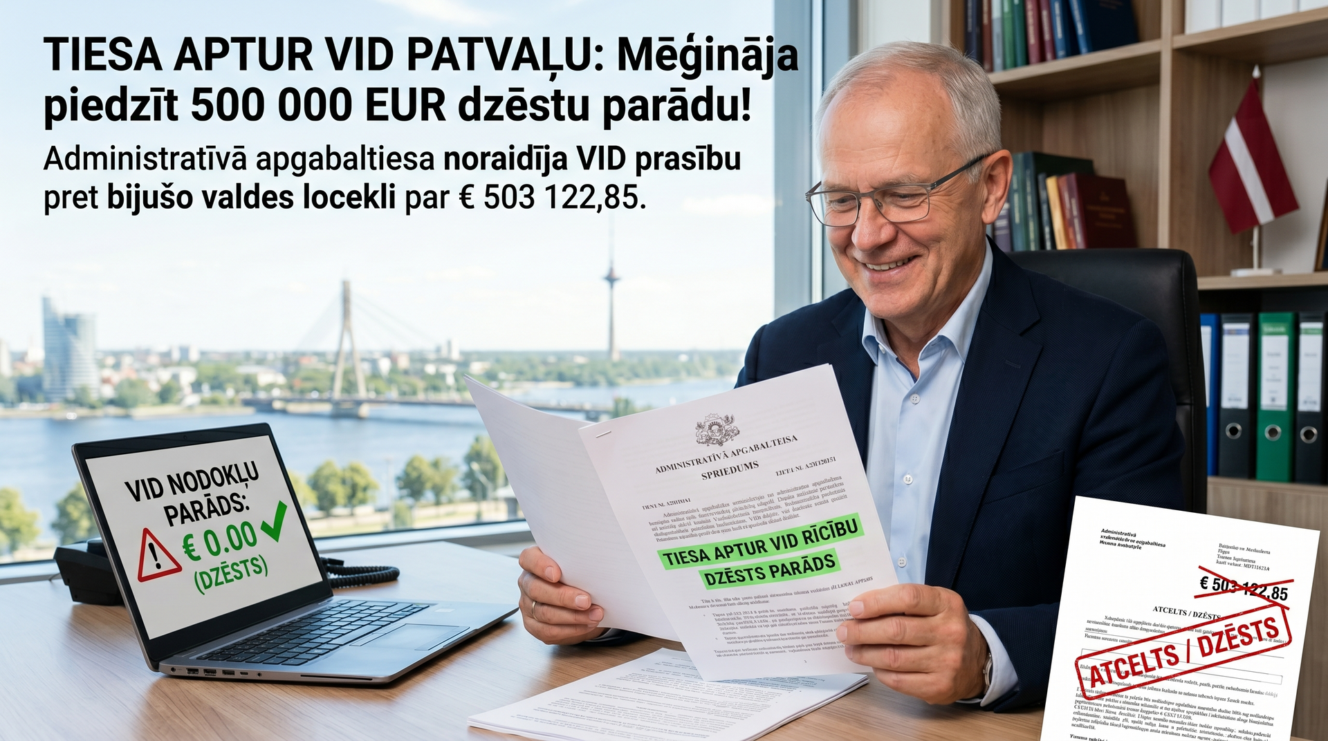 Tiesa jau atkal aptur Valsts ieņēmumu dienesta patvaļu: Kā VID mēģināja no valdes locekļa piedzīt pusmiljonu eiro par jau dzēstu parādu