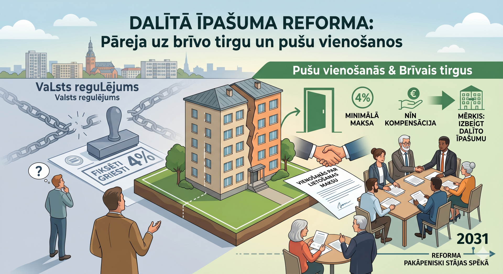 Dalītā īpašuma reforma: Pāreja no valsts regulējuma uz pušu vienošanos un brīvo tirgu
