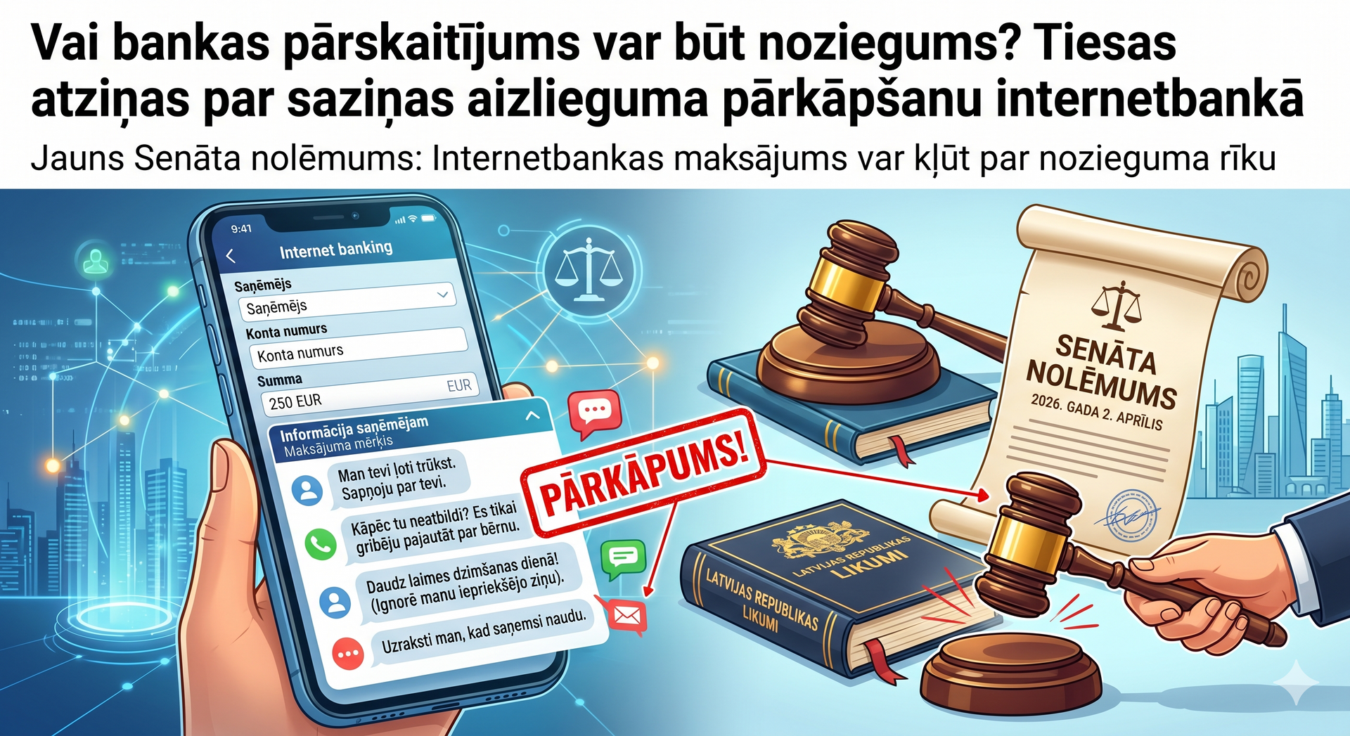 Vai bankas pārskaitījums var būt noziegums?