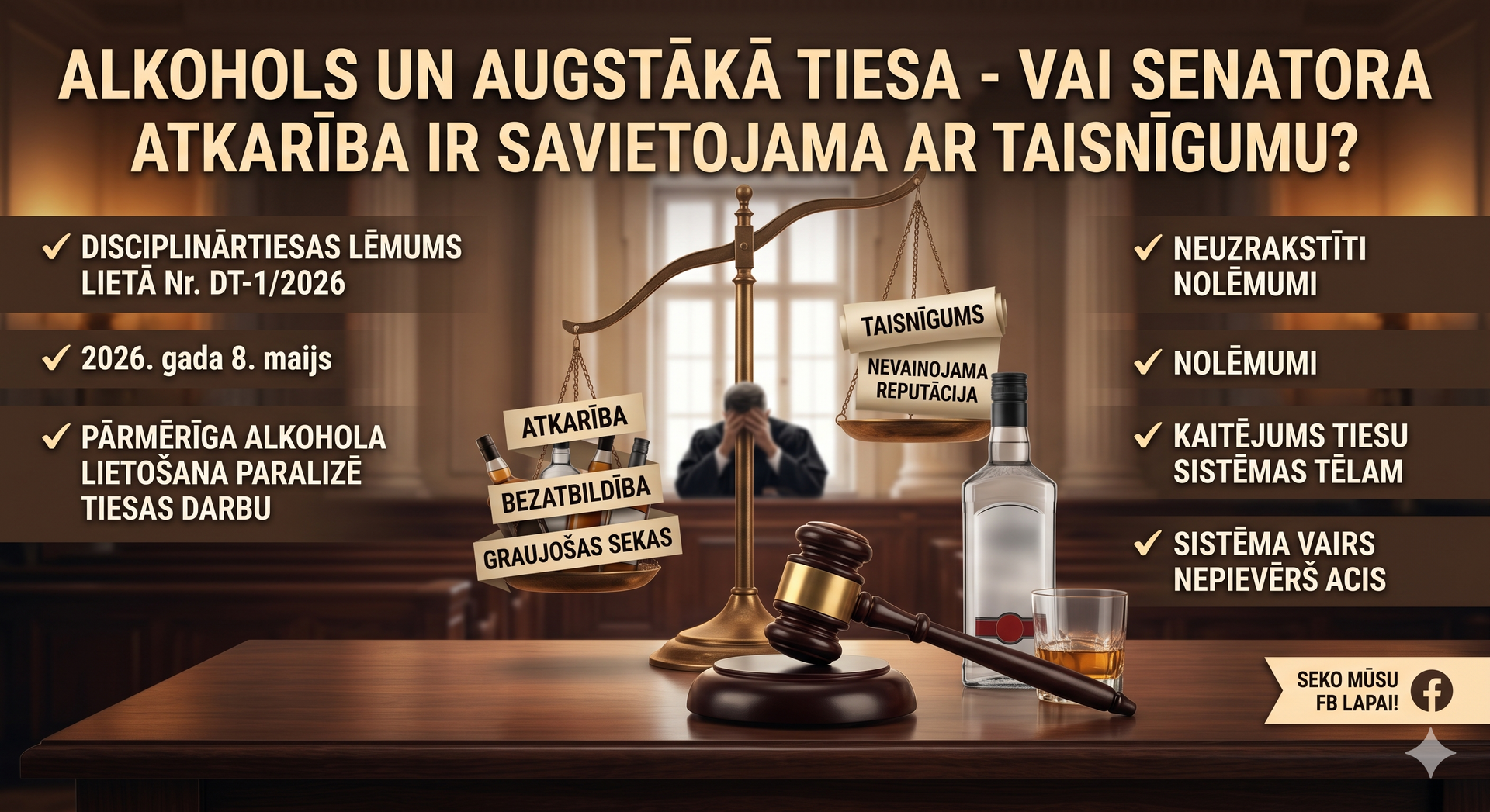 Alkohols un Augstākā tiesa - vai senatora atkarība ir savietojama ar taisnīgumu?