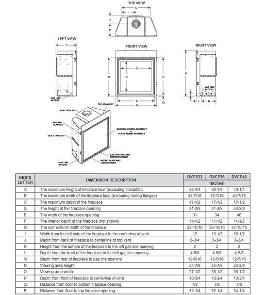 A black and white drawing of a fireplace with measurements
