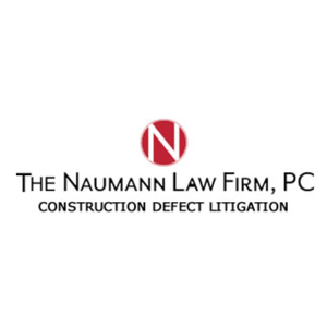 Logo of The Naumann Law Firm, PC, red circle with white