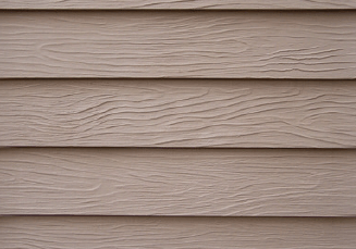 Horizontal beige siding with wood grain texture.