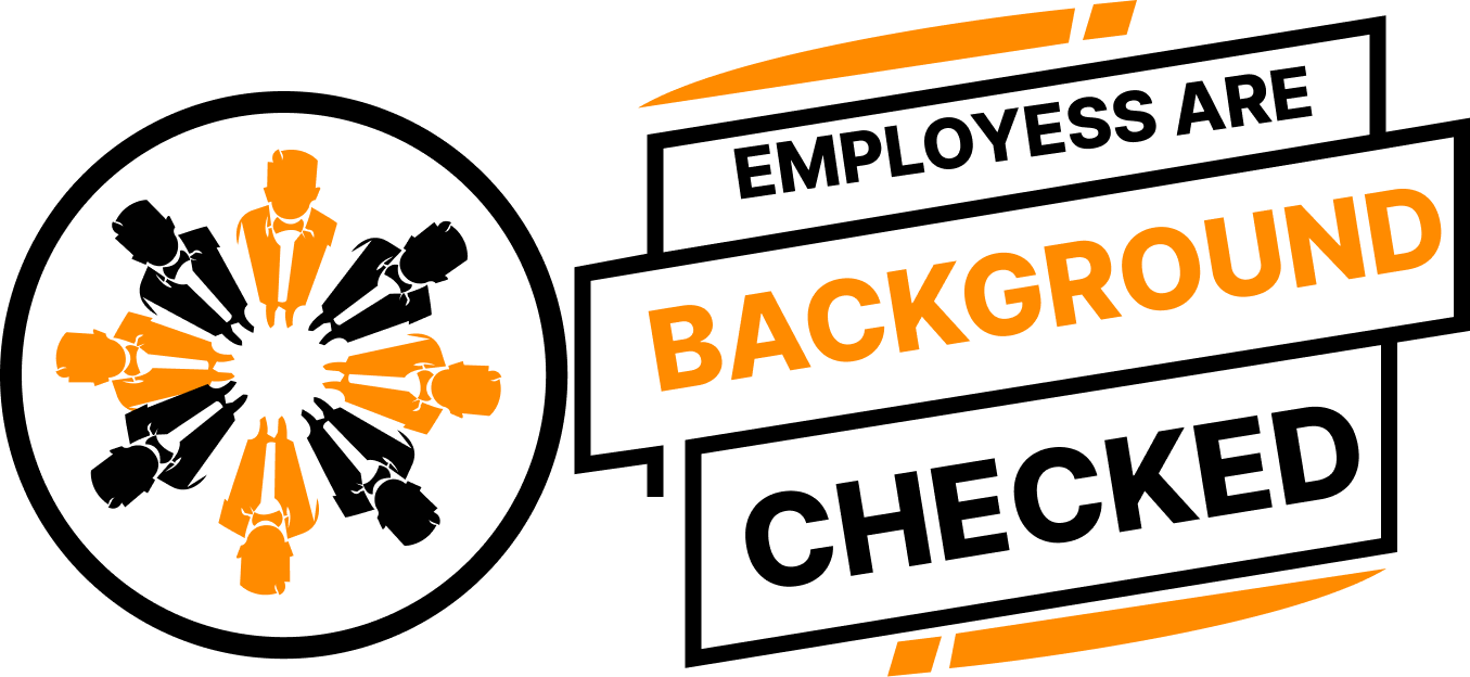 A stamp that says `` employees are background checked ''